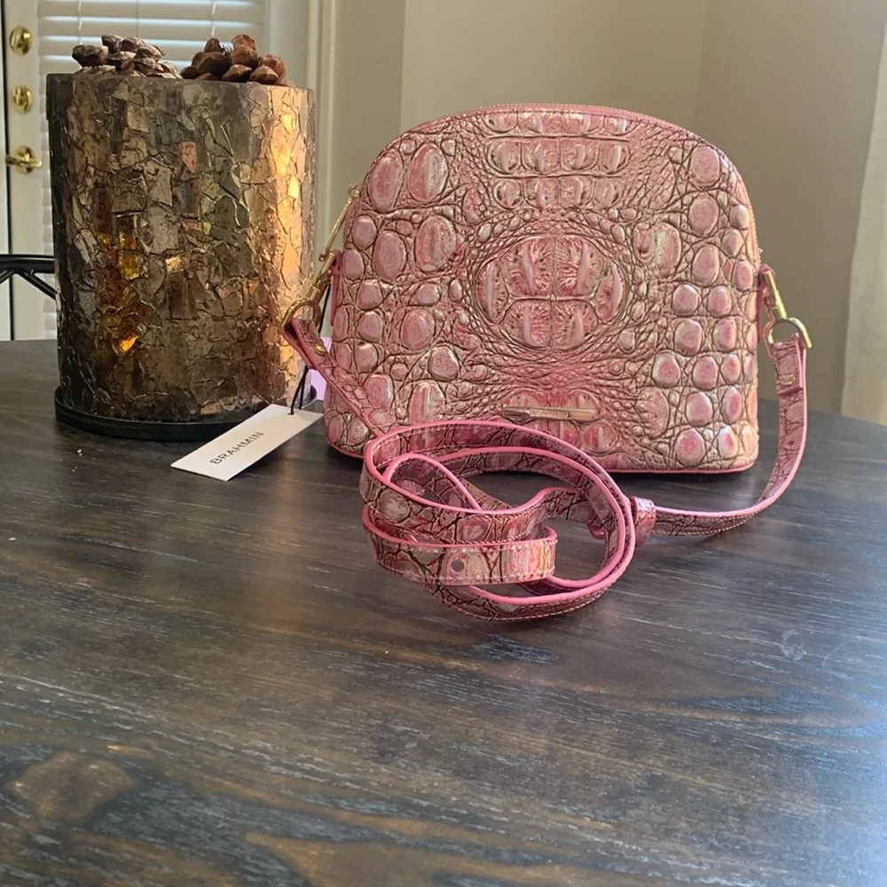 Brahmin Small Georgina Begonia Pink Minx Leather Crossbody NWT - Picture 1 of 8